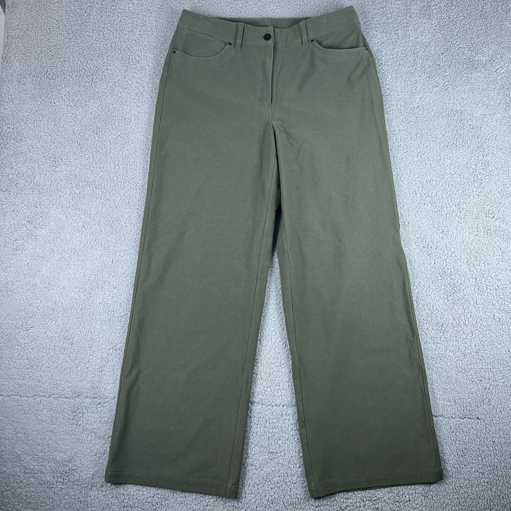Lululemon City Sleek 5 Pocket Pant Womens 31 Green Wide Leg Utilitech Sleek
